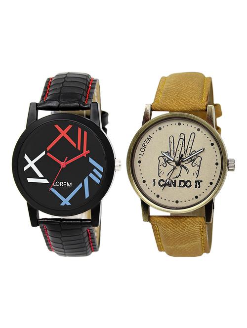 lorem lr26-101 white & silver round boy's leather & metal bracelet wrist watch - 15374913 - Very Small Image - 1