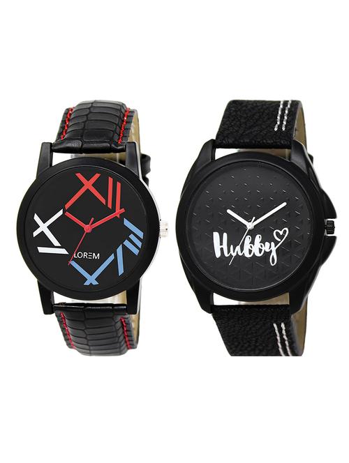 lorem lr3-15 white & black round boy's leather wrist watch - 15374914 - Very Small Image - 1
