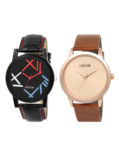 lorem lr3-16 white & black round boy's leather wrist watch - 15374917 - Very Small Image - 1