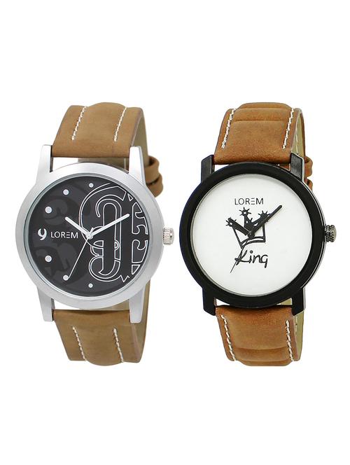 lorem lr13-25 black round boy's leather wrist watch - 15374942 - Very Small Image - 1