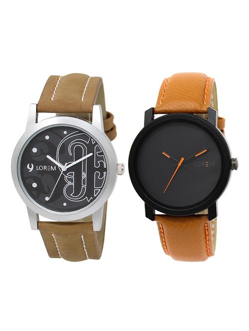 lorem lr3-25 black round boy's leather wrist watch - 15374944 - Very Small Image - 1