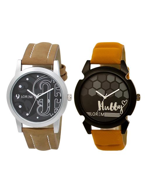 lorem lr3-29 grey & black round boy's leather wrist watch - 15374956 - Very Small Image - 1