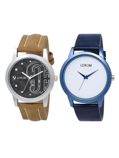 lorem lr13-30 grey & black round boy's leather wrist watch - 15374957 - Very Small Image - 1