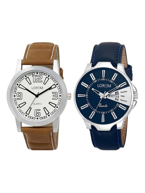 lorem lr13-33 white & black round boy's leather wrist watch - 15374966 - Very Small Image - 1