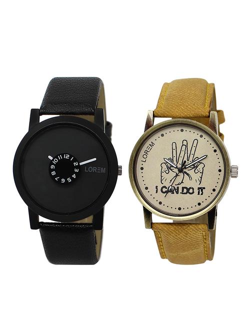 lorem lr16-33 round dial boy's leather wrist watch - 15375105 - Very Small Image - 1