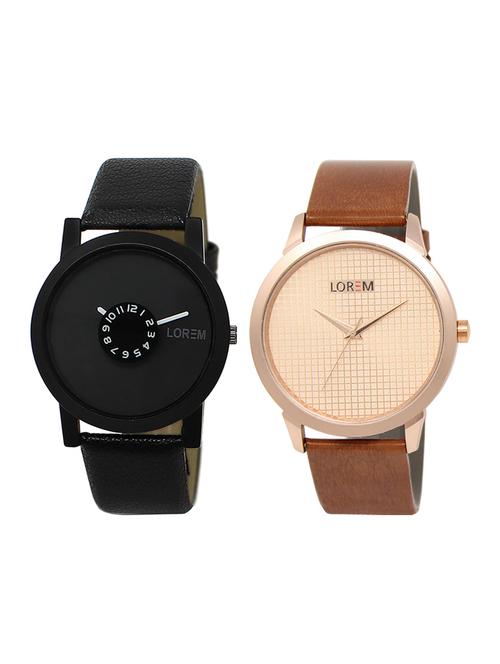 lorem lr17-18 round dial boy's leather wrist watch - 15375109 - Very Small Image - 1