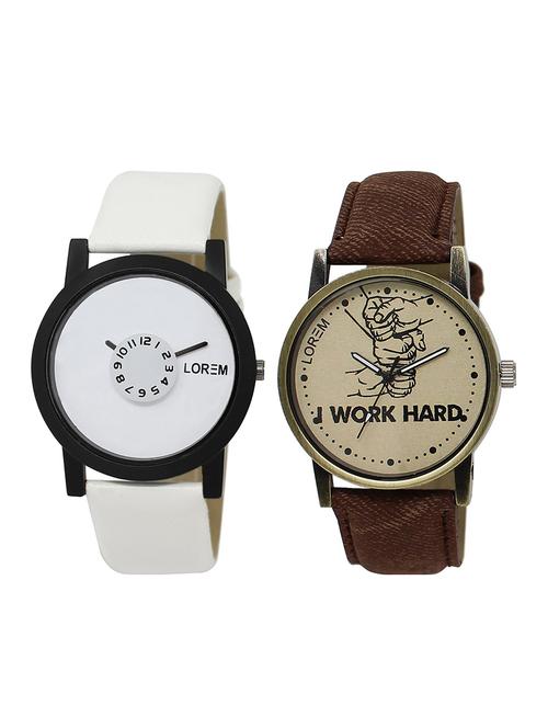 lorem lr5-34 round dial boy's leather wrist watch - 15375112 - Very Small Image - 1