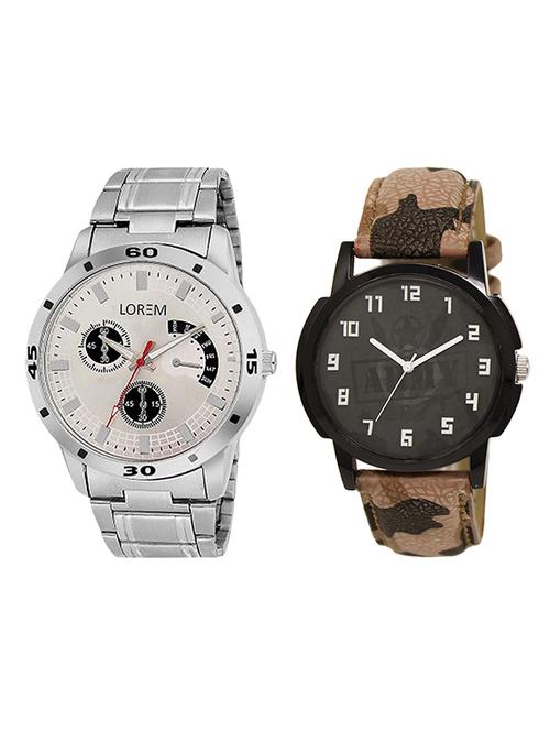 lorem lr18-22 black & white round boy's leather wrist watch - 15375149 - Very Small Image - 1