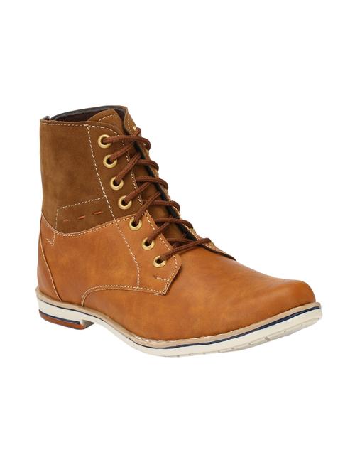 tan leatherette high ankle boots - 15375364 - Very Small Image - 1