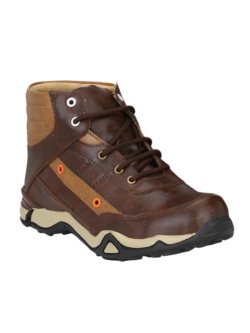 brown leatherette high ankle boots - 15375371 - Very Small Image - 1