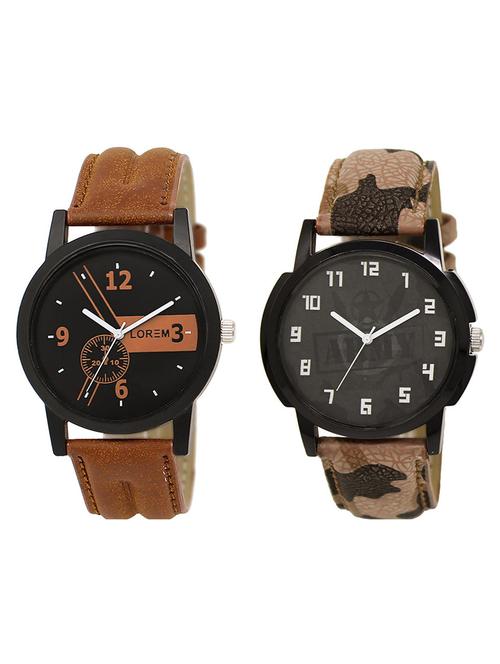 lorem lr1-3 black round boy's leatherwrist watch for men - 15375705 - Very Small Image - 1