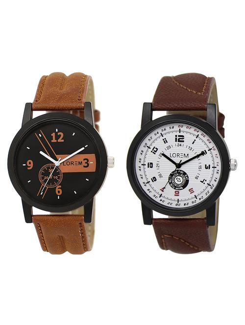 lorem lr1-11 multicolor round boy's leather wrist watch for men - 15375713 - Very Small Image - 1