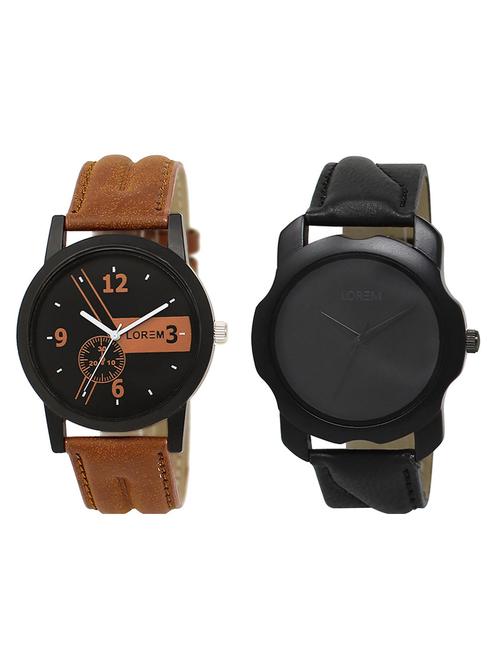 lorem lr1-22 black round boy's leather wrist watch for men - 15375724 - Very Small Image - 1