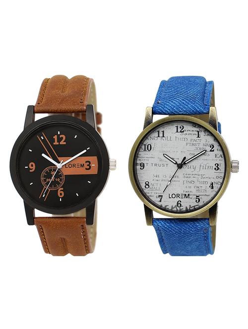 lorem lr1-28 white & black round boy's leather wrist watch for men - 15375730 - Very Small Image - 1