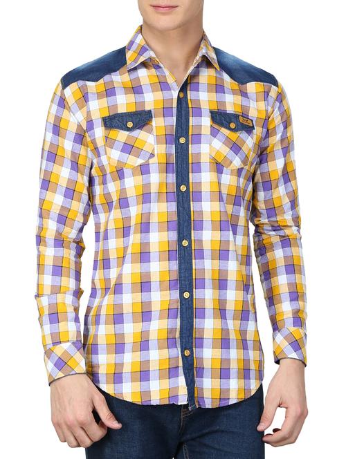 yellow cotton casual shirt - 15375810 - Very Small Image - 1