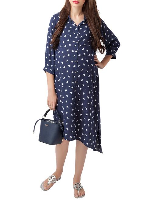 printed asymmetric maternity wear dress - 15376025 - Very Small Image - 1