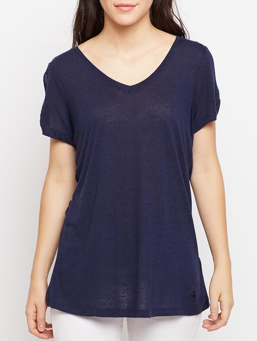 v neck slit sleeved top - 15376243 - Very Small Image - 1