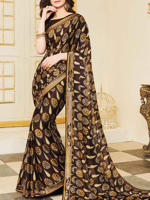 ditsy floral printed saree with blouse - 15376752 - Very Small Image - 1