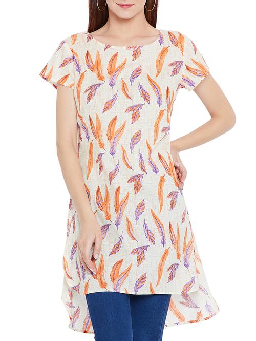 feather print high low tunic - 15376826 - Very Small Image - 1