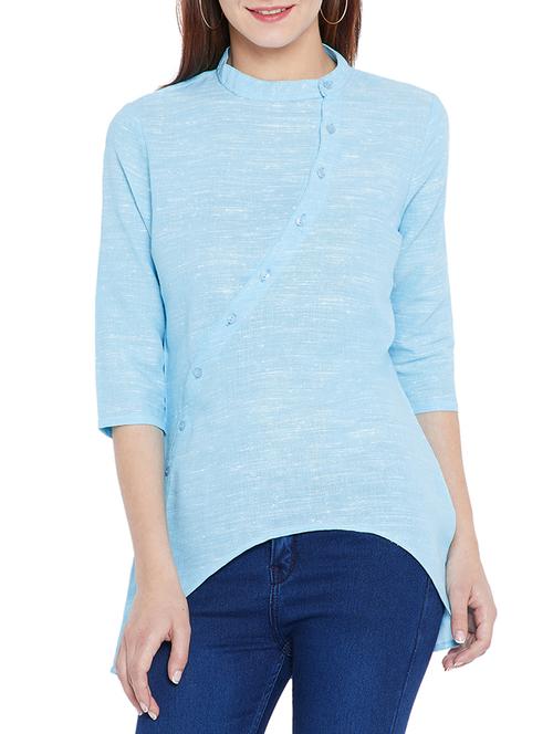 mock neck asymmetric front closure tunic - 15376837 - Very Small Image - 1