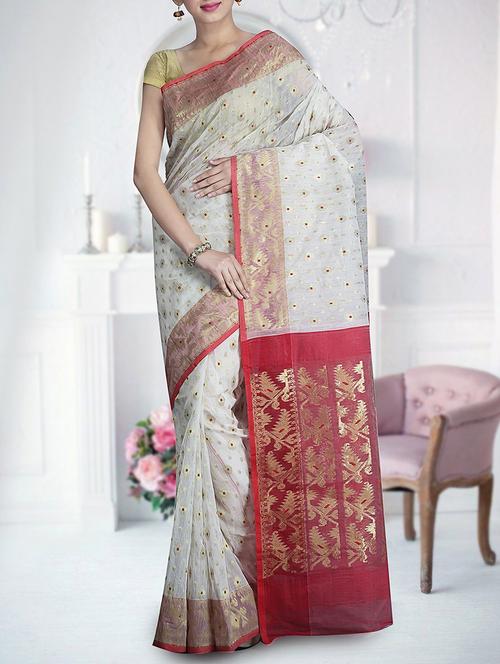 hand woven jamdani saree - 15377192 - Very Small Image - 1