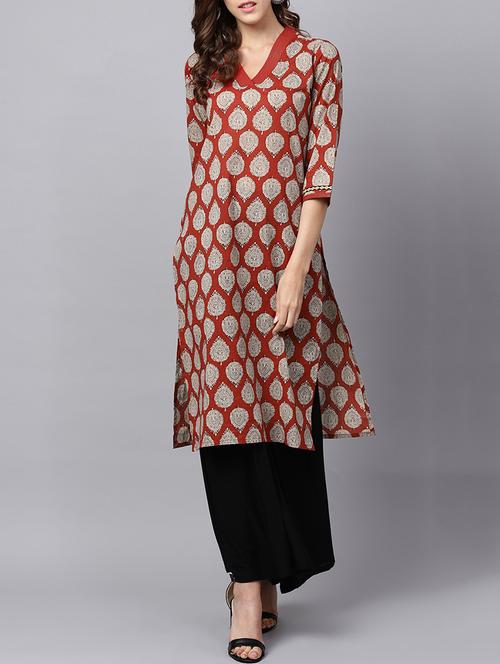 printed straight kurta - 15377799 - Very Small Image - 1