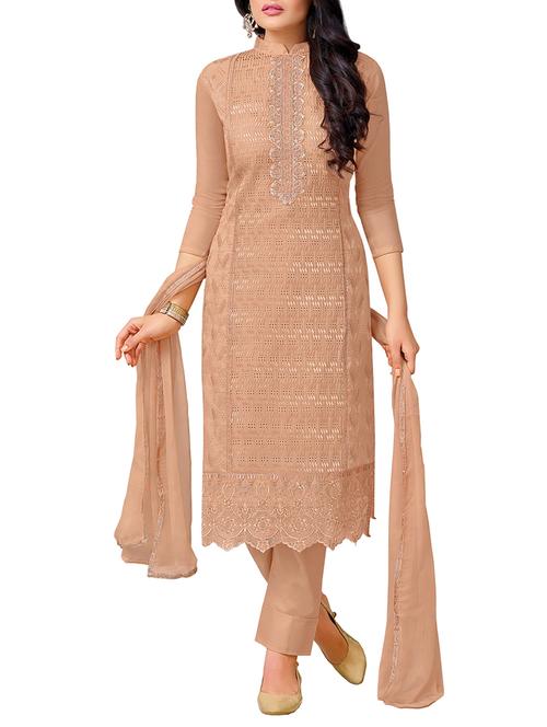 embroidered unstitched straight pant suit - 15378537 - Very Small Image - 1