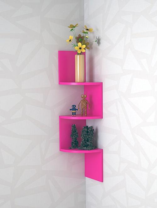 decorative wall shelf zigzag corner wall mount shelf unit 3 shelves - 15378627 - Very Small Image - 1