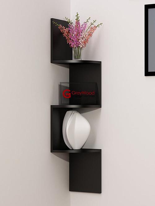 decorative wall shelf zigzag corner wall mount shelf unit 3 shelves - 15378629 - Very Small Image - 1