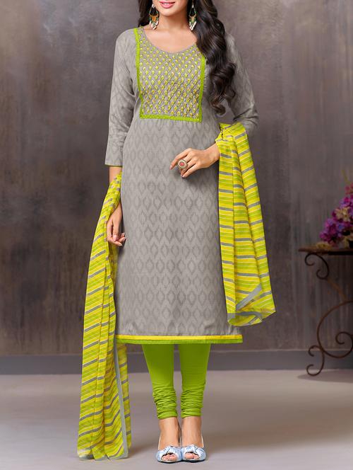 embroidered unstitched churidaar suit - 15379800 - Very Small Image - 1