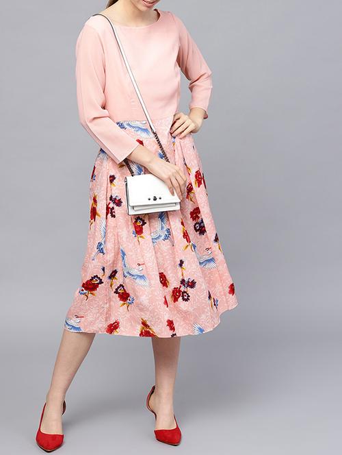 floral pleated fit & flare dress - 15380127 - Very Small Image - 1
