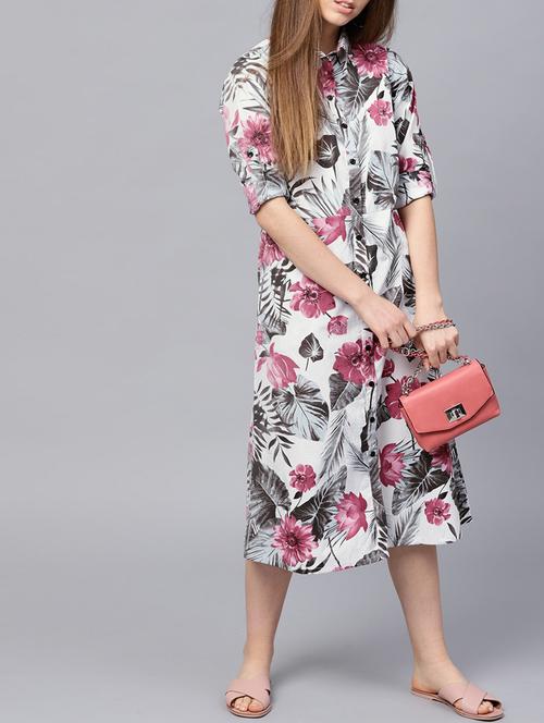tropical roll up sleeved shirt dress - 15380139 - Very Small Image - 1