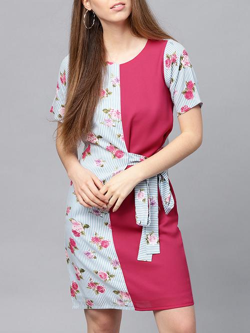 striped floral belted dress - 15380140 - Very Small Image - 1