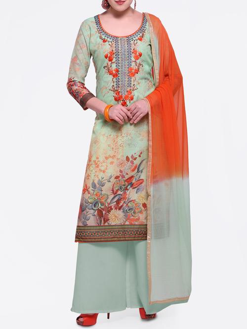 embroidered unstitched palazzo suit - 15380615 - Very Small Image - 1