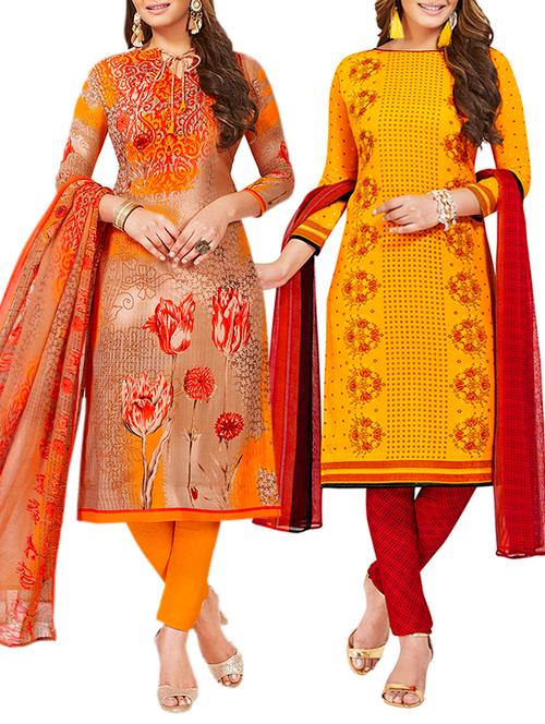 multi colored unstitched combo suit - 15380967 - Very Small Image - 1
