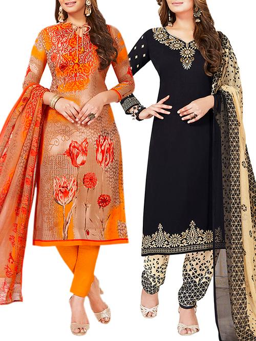 multi colored unstitched combo suit - 15380974 - Very Small Image - 1