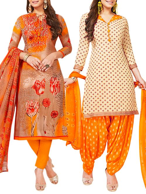 multi colored unstitched combo suit - 15380977 - Very Small Image - 1