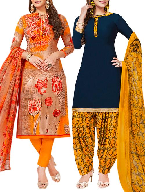 multi colored unstitched combo suit - 15380980 - Very Small Image - 1