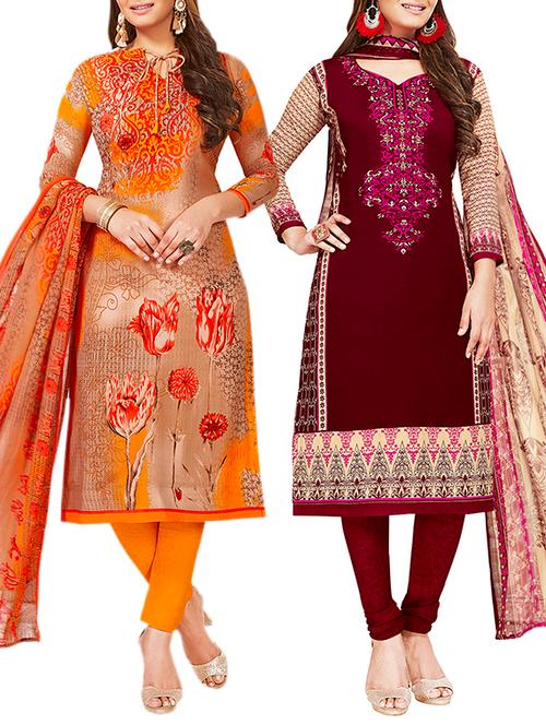 multi colored unstitched combo suit - 15380996 - Very Small Image - 1