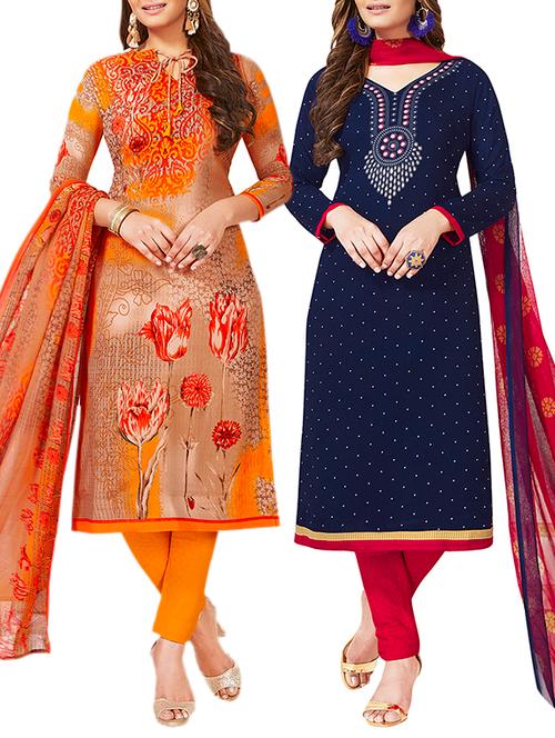 multi colored unstitched combo suit - 15380998 - Very Small Image - 1