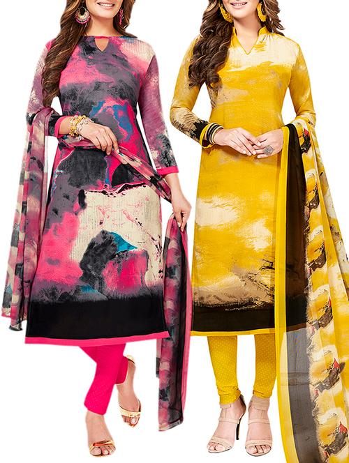 multi colored unstitched combo suit - 15381042 - Very Small Image - 1