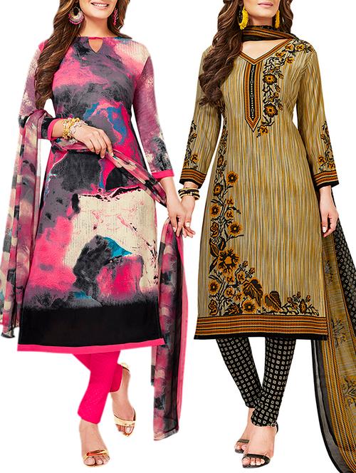 multi colored unstitched combo suit - 15381058 - Very Small Image - 1
