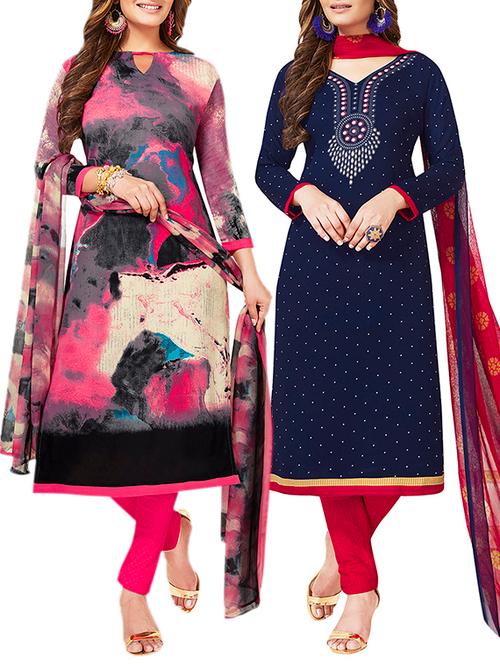 multi colored unstitched combo suit - 15381067 - Very Small Image - 1