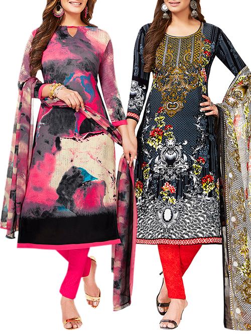 multi colored unstitched combo suit - 15381068 - Very Small Image - 1