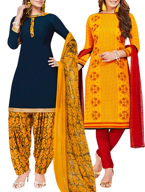 multi colored unstitched combo suit - 15381114 - Very Small Image - 1