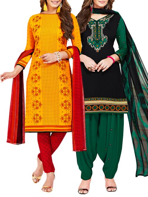 multi colored unstitched combo suit - 15381119 - Very Small Image - 1