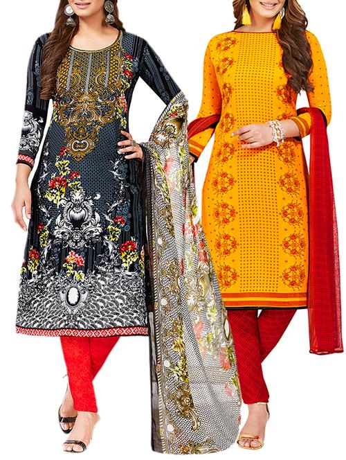 multi colored unstitched combo suit - 15381133 - Very Small Image - 1