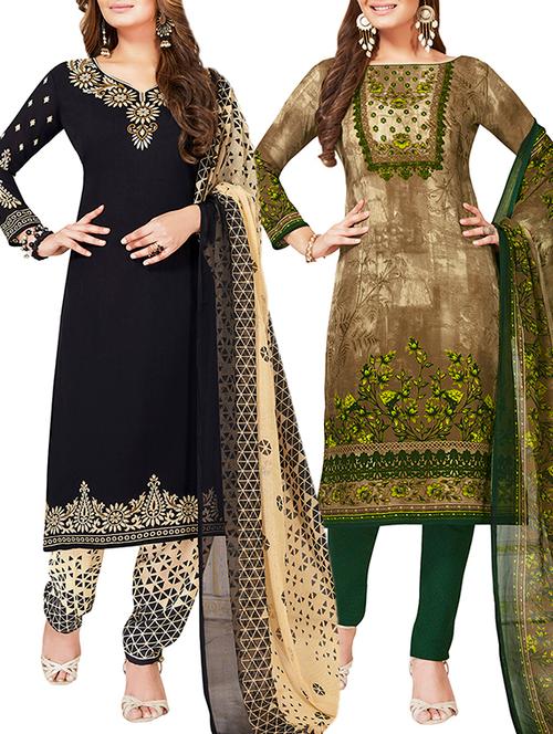 multi colored unstitched combo suit - 15381139 - Very Small Image - 1