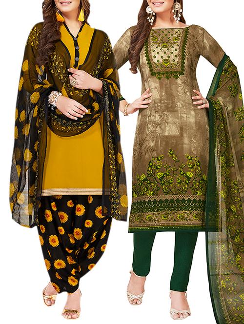 multi colored unstitched combo suit - 15381148 - Very Small Image - 1