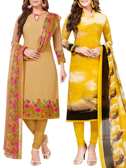 multi colored unstitched combo suit - 15381197 - Very Small Image - 1